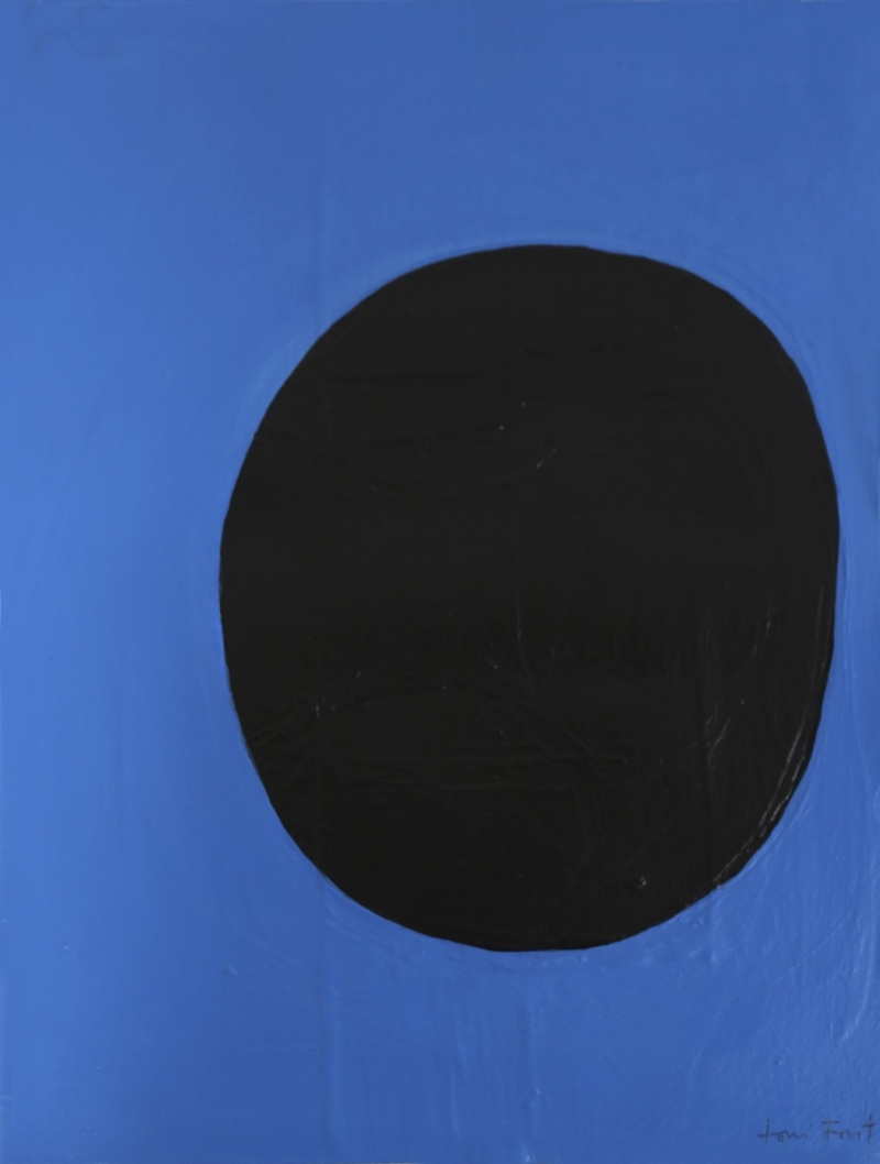 toni font - pollensa - 2016 cercle negre damunt blau p.vinílica sobre papel 35x27