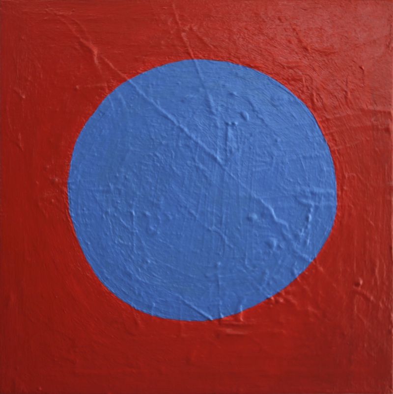 toni font - pollensa - 2016 circunsferència blava sobre vermell pintura vinílica sobre tela 30x30